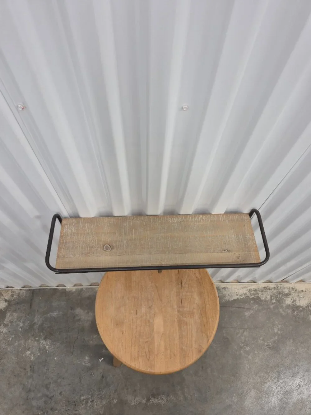 Metal And Wood 5 Hook Wall Shelf w/ Gold Accents 19
